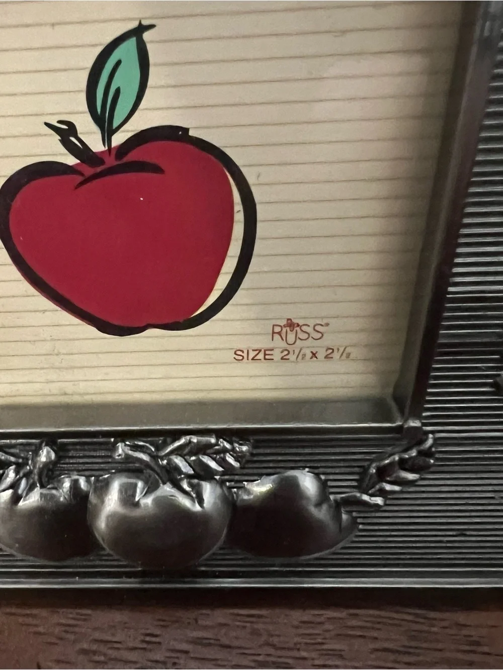 Student Teacher End of Year Silver Apple Square Photo Frame‎ Gift Like New